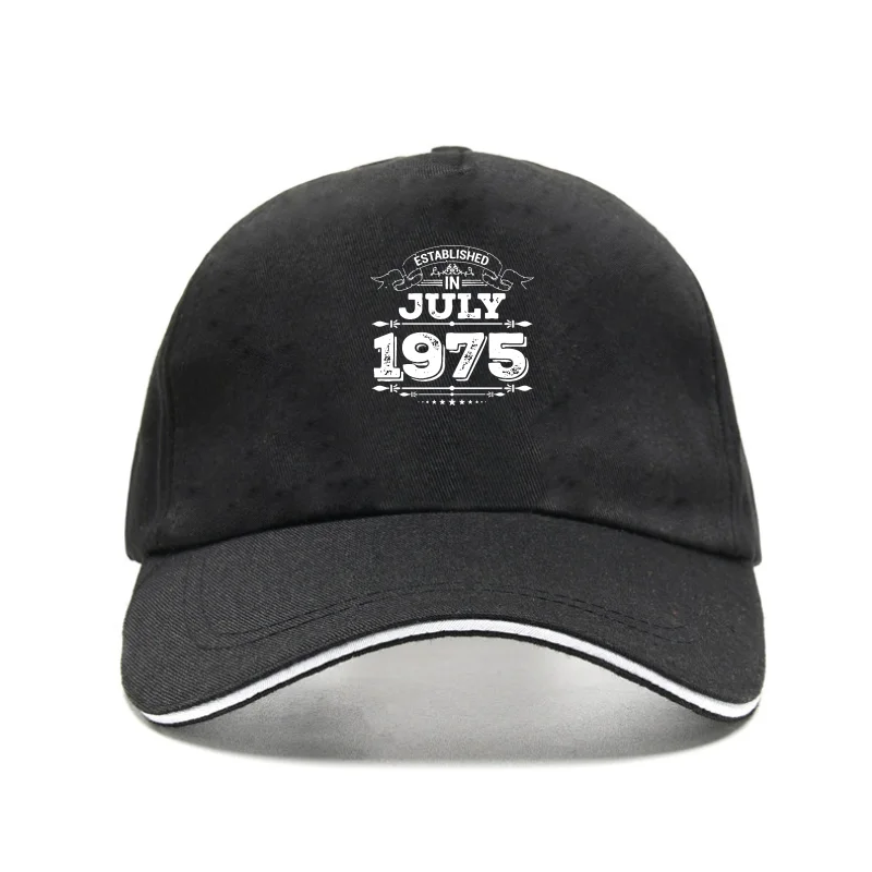 

Established In July 1975 Present Full Birthday Gift Bill Hats Customize Sunscreen Graphic Spring Casual Snapback Cotton Caps