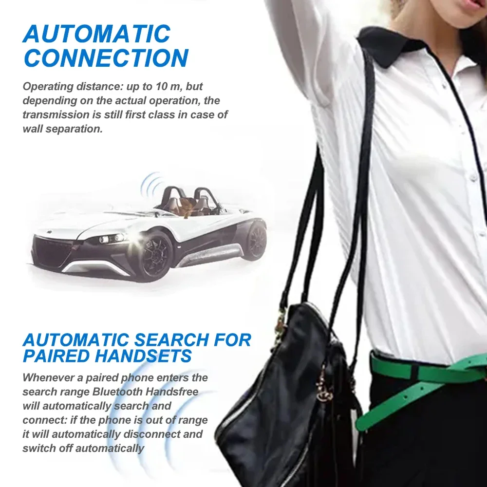 Bluetooth Car Speakerphone with Handsfree Calling – Wireless Audio Receiver and Speaker