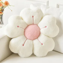 Cozy Plush Daisy Flower Pillow - Adorable Floral Decorative Cushion in White/Pink - 50cm (WHITE)