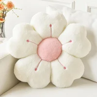 Soft Plush Daisy Flower Throw Pillow - Cozy Decorative Cushion for Bed & Sofa, White/Pink, Adorable Floral Desig 2