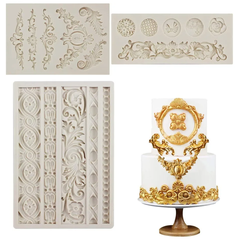 Lucky-MouleMoules en dentelle de fleurs 3D Silicone Relief sur le