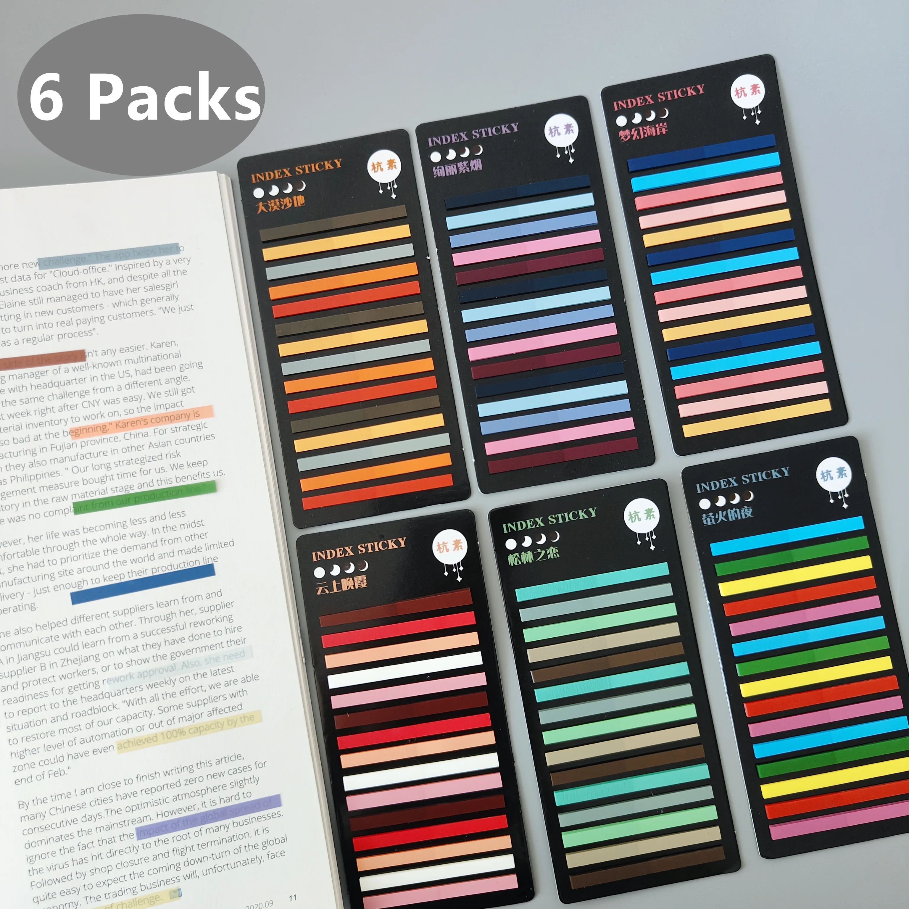 

6 Packs 1800 Sheets Transparent Sticky Notes Book Tabs Superfine Index Tabs Notebook Bookmarks Page Markers Memo Pad Stationery