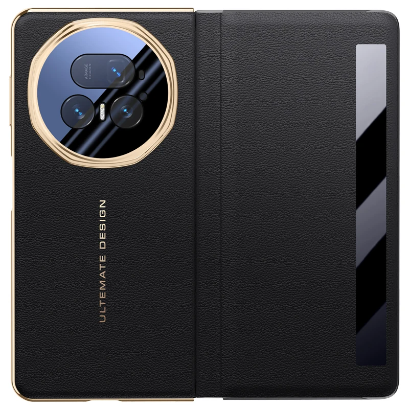 Luxury Electroplated Leather Case with Hinged Lens and Bracket - High-End Anti-Drop Cover