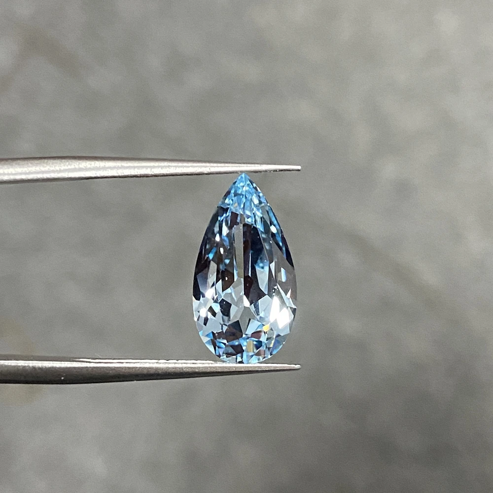 Meisidian Hot Sale Drop Shape 5 Carat 8x15mm Lab Santa Maria Aquamarine Loose Gemstnoe For Ring Making