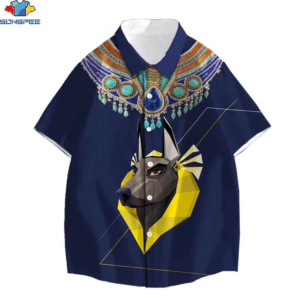 Sonspee Stampa 3D Nuovo Arrivo Camicie Hawaiane Calde Uomo Donna Divertente Cartone Animato Avatar Egiziano Tribale Abbigliamento Retrò Camicia Casual