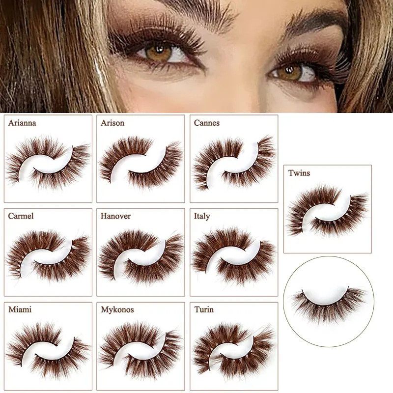 

Long Natural Khaki False Lash 3D Brown Eyelashes Thick Make-up For Women False Eyelashes Mink Hair Beauty Fluffy Lash Supplies