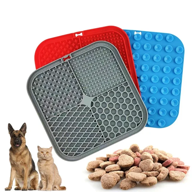 Pet Supplies Silicone Pet Licking Mat Cat Anti-choking with Slow Food Bowl Puppy Bath Distracted Licking Plate Cutlery Dog Bowl 5