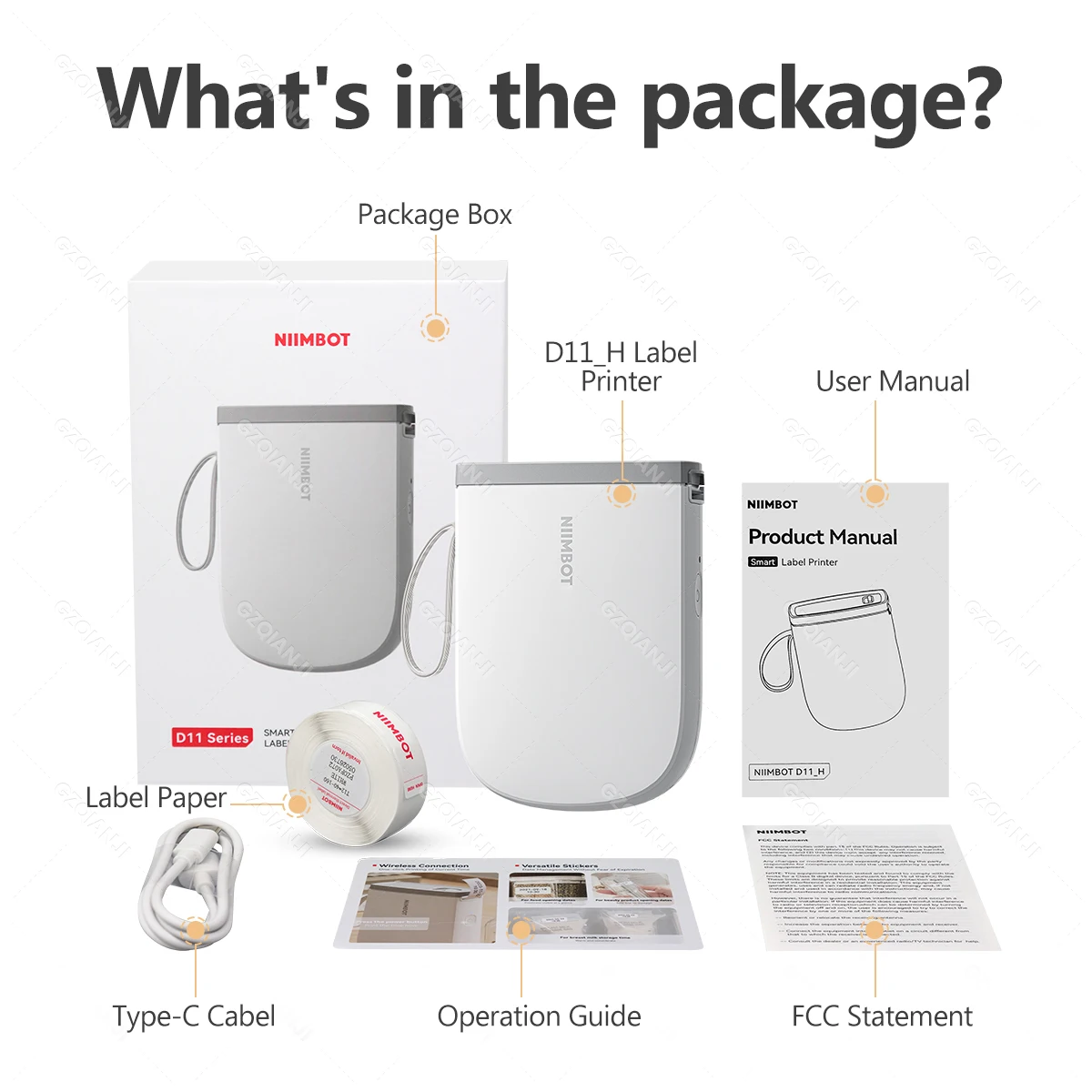 300dpi Niimbot Label Printer D11H Mini Thermal Printer Bluetooth Wireless Printing Adhesive Sticker Labeller Maker Office Home