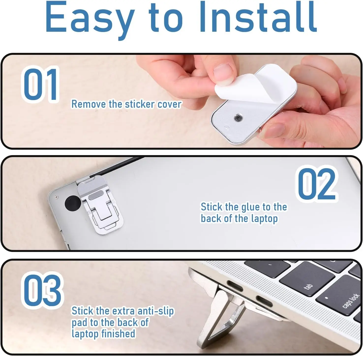 2-16PCS 접이식 노트북 스탠드 노트북 태블릿 및 전화용 휴대용 금속 데스크탑 홀더 작업 및 게임용 조절 가능한 스탠드