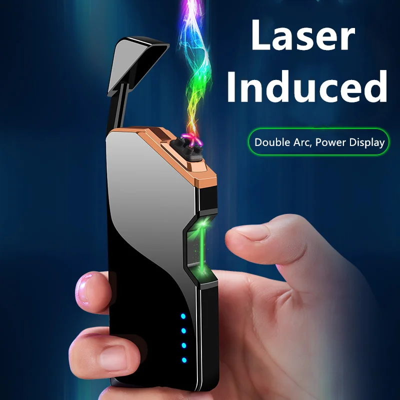 2025 New Laser Electric Lighter Rechargeable Pocket Plasma Lighter Windproof Type-C Portable Electronic