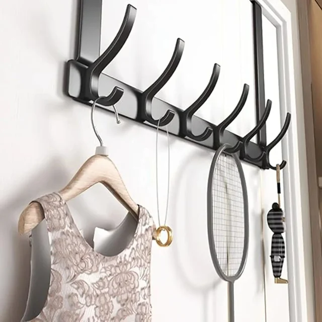 Porte derrière crochets rangement tenture murale sac cintre crochet sans poinçon cintre chambre organisateur salle de bain cuisine accessoire 3