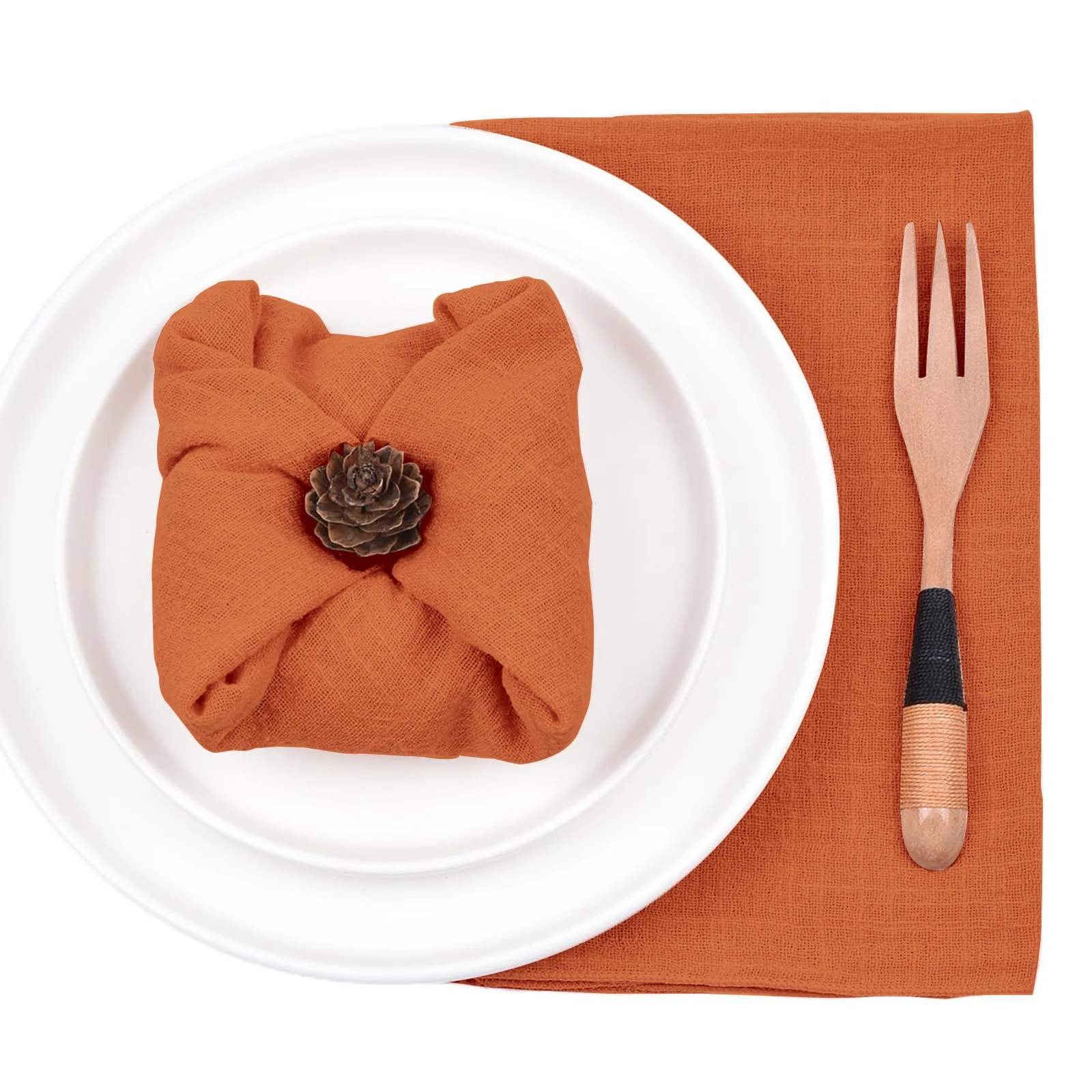 10pcs 30x30cm Napkins Terracotta Gauze Cotton Cloth Napkin Reusable Wedding Party Christmas Table Decor Retro Cloth Napkins