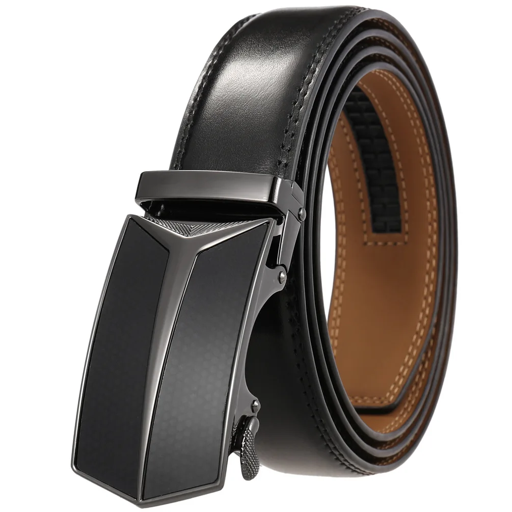 3.5cm Classic Business Office Black Brown Genuine Cow Leather Belts For Men Luxury Designer Automatic Buckle Formal Strap Male