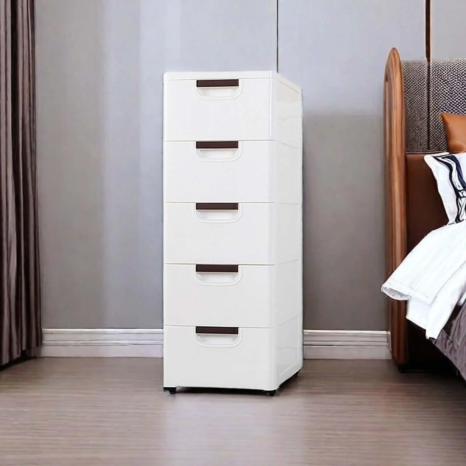 Dressers Storage Cabinet,White Mobile Cabinet, 5 Drawer Rolling File Cabinet, 5 Drawers Chest