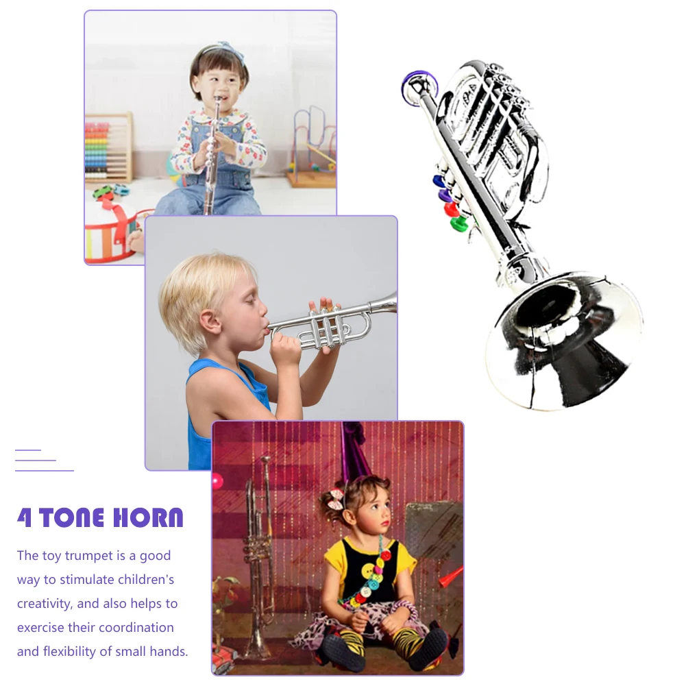 Kids Saxophone Trumpet Professional Trumpet Kids Musical Toy with 4 Colored Keys for Children Boy Girl Birthday Christmas Gift