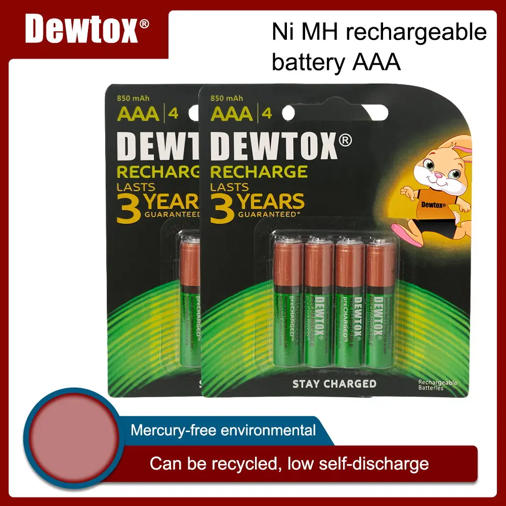 DEWTOX оригинальные 1 2 в 850 мАч AAA перезаряжаемые батареи для фотоаппарата с