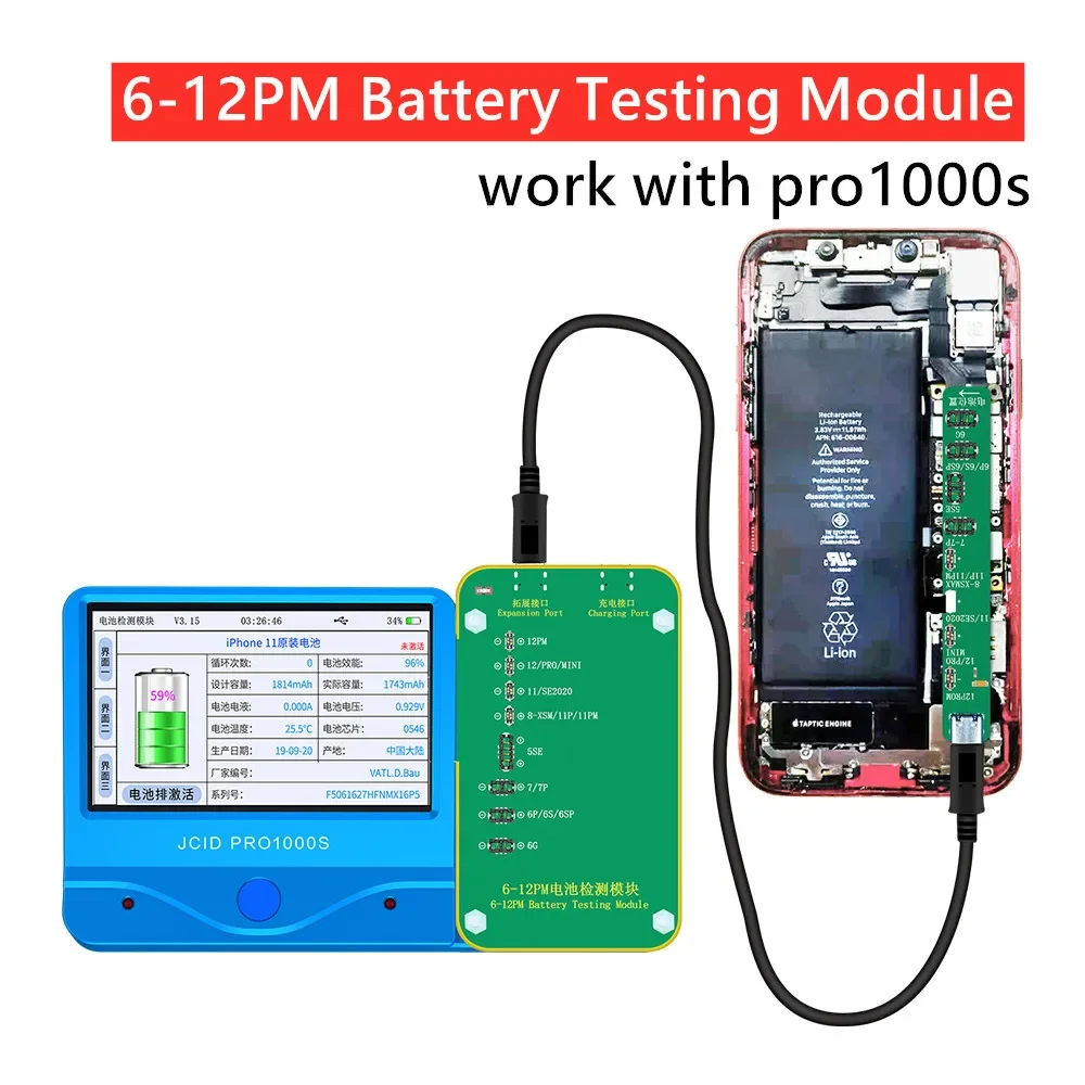 

JCID JC Battery Testing Module for iPhone 6-13Pro max Battery Reading and Writing Health Cycle Battery Charge