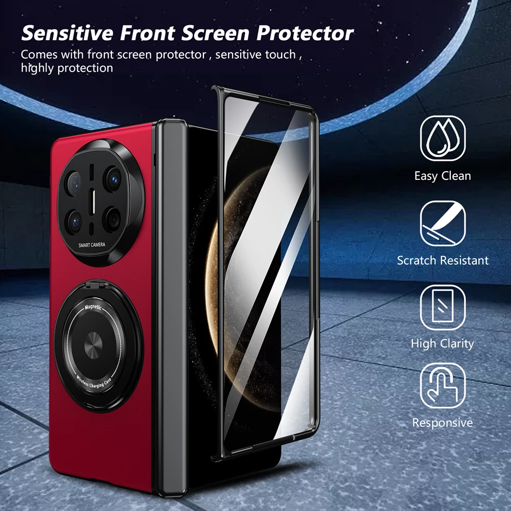 360° Rotating Magnetic Ring Stand Case with Glass Screen Protector