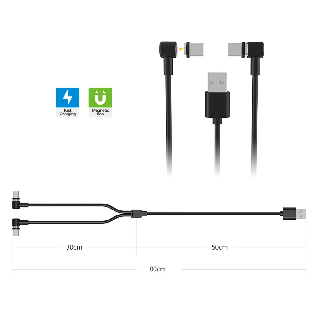 마그네틱 USB Type-C 게임 핸들 충전기 라인 2-in-1 다목적 핸들 충전 케이블 플러그 앤 플레이 PS VR2용 공간 절약
