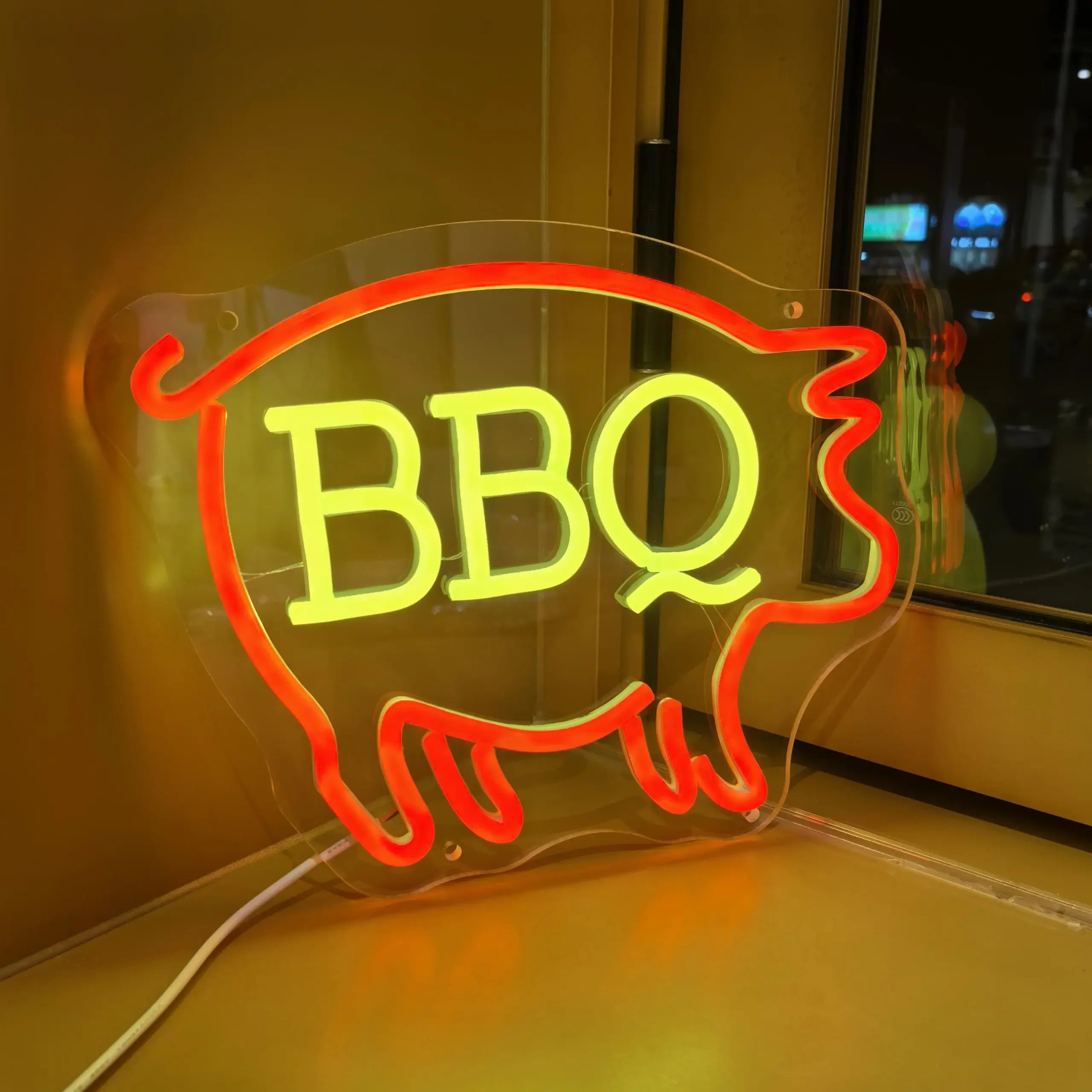 BBQ Neon Signs,Custom Neon Signs Bar Grill  Restaurant Wall Decorations, LIght Up Wall Art, Food Store Bar Sign