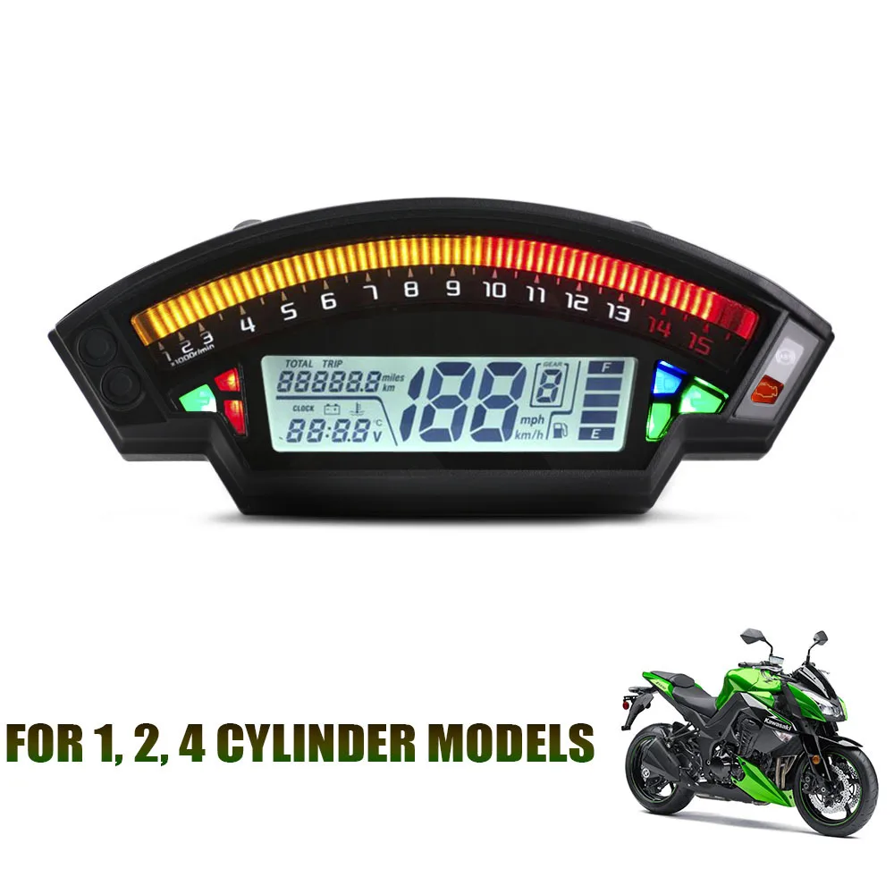 Universal Motorcycle Accessories Lcd Tft Digital Speedometer For 1,2,4