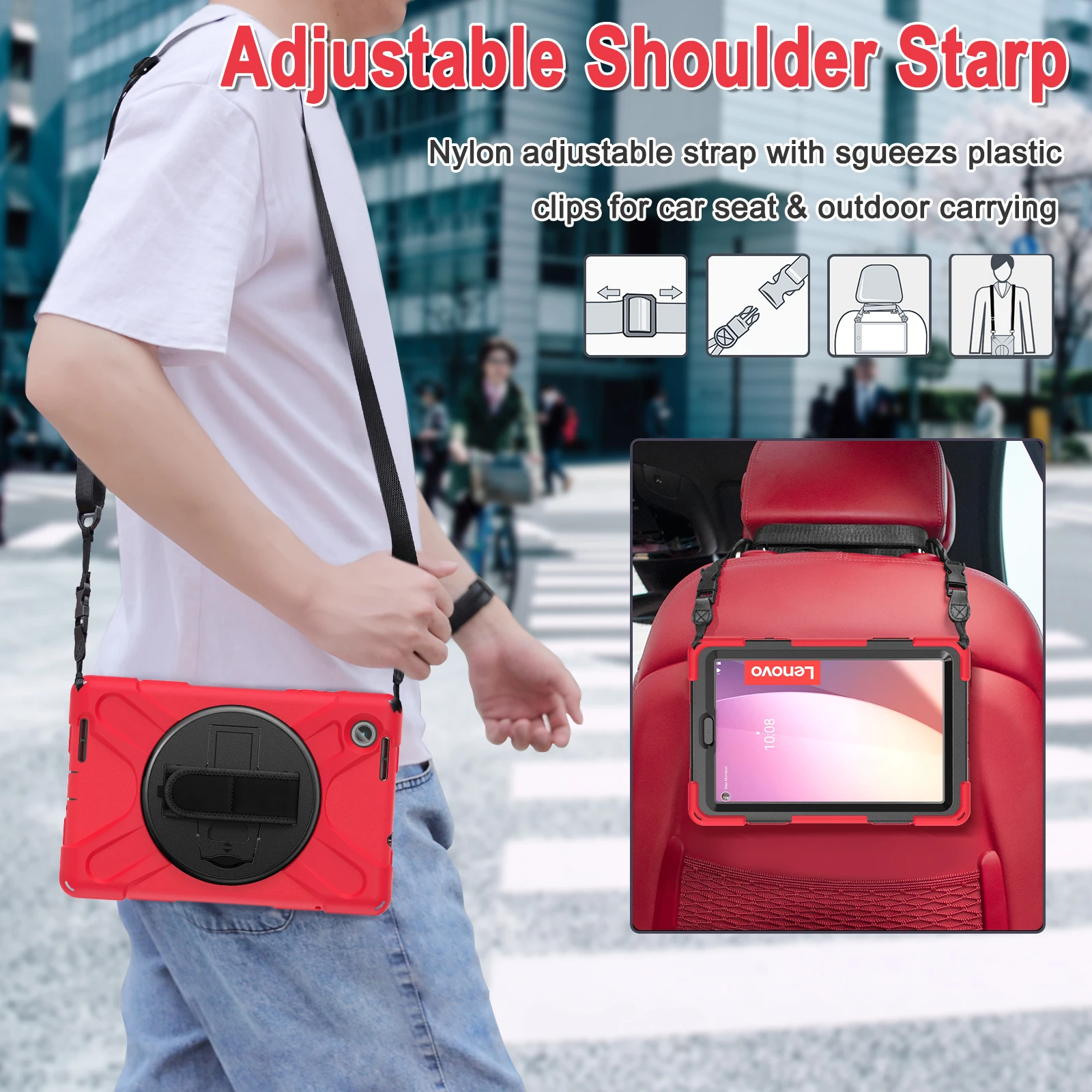 Heavy Duty Shockproof Rugged Tablet Case with Hand/Shoulder Strap