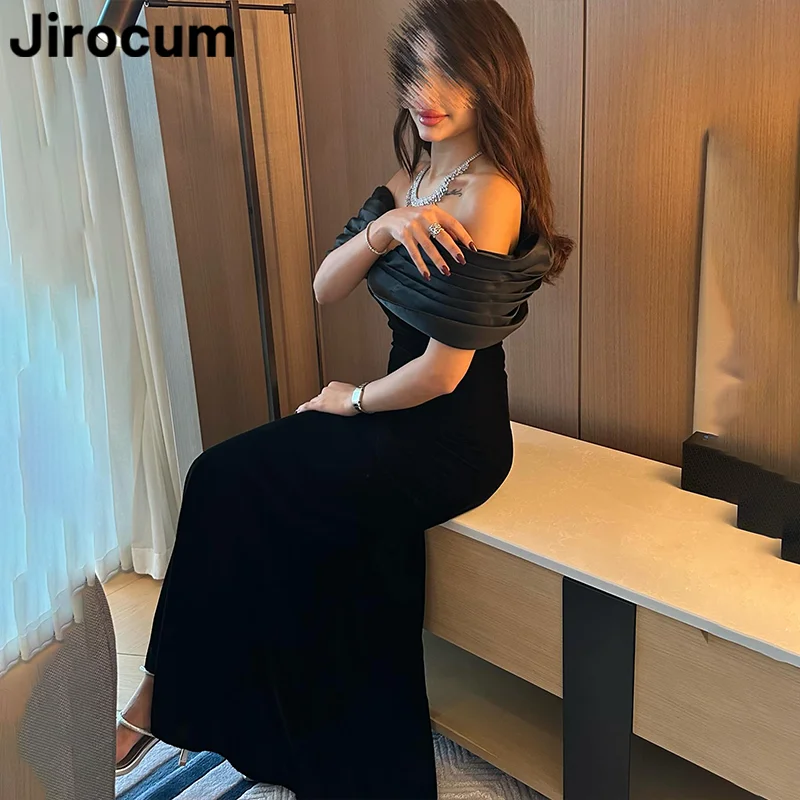 

Сексуальные женские платья Jirocum для выпускного вечера с открытыми плечами, женские плиссированные вечерние платья с юбкой-годе, длиной до щиколотки, новинка 2024, платье для особых случаев