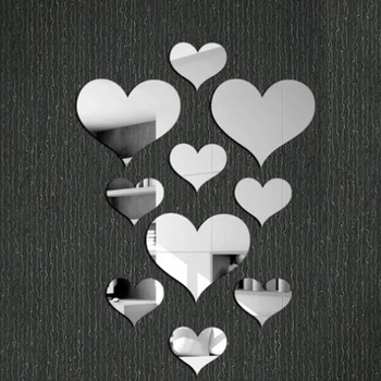 10 pièces/ensemble Durable amour coeur autocollants autocollant Mural miroir Mural 3D décalcomanie Simple bricolage décoratif amovible Paster décoration de la maison 1