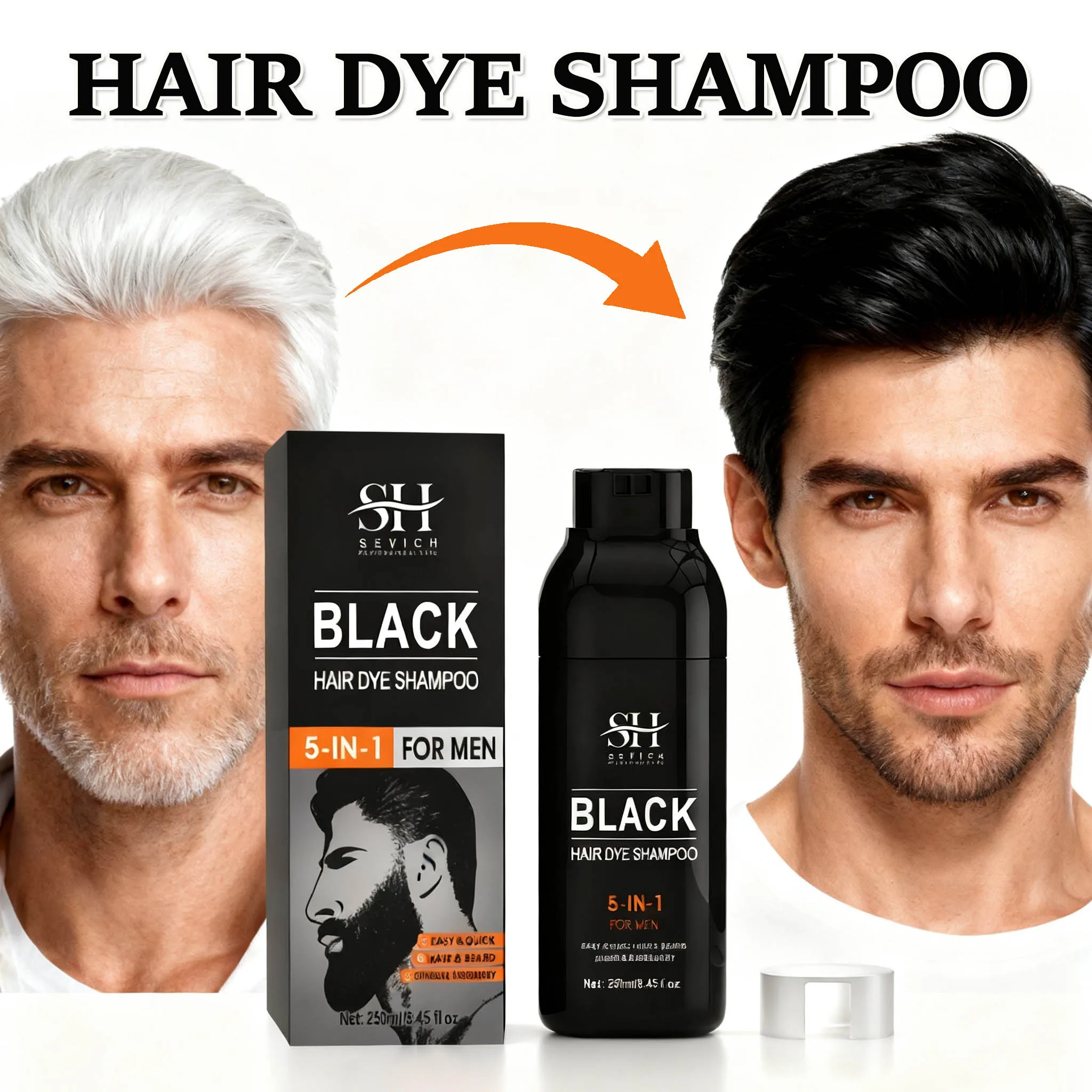 Hair Color Shampoo Instant Coloring Cover Gray White Hair Concealer Natural Black Color for Men Women Dye Coloring