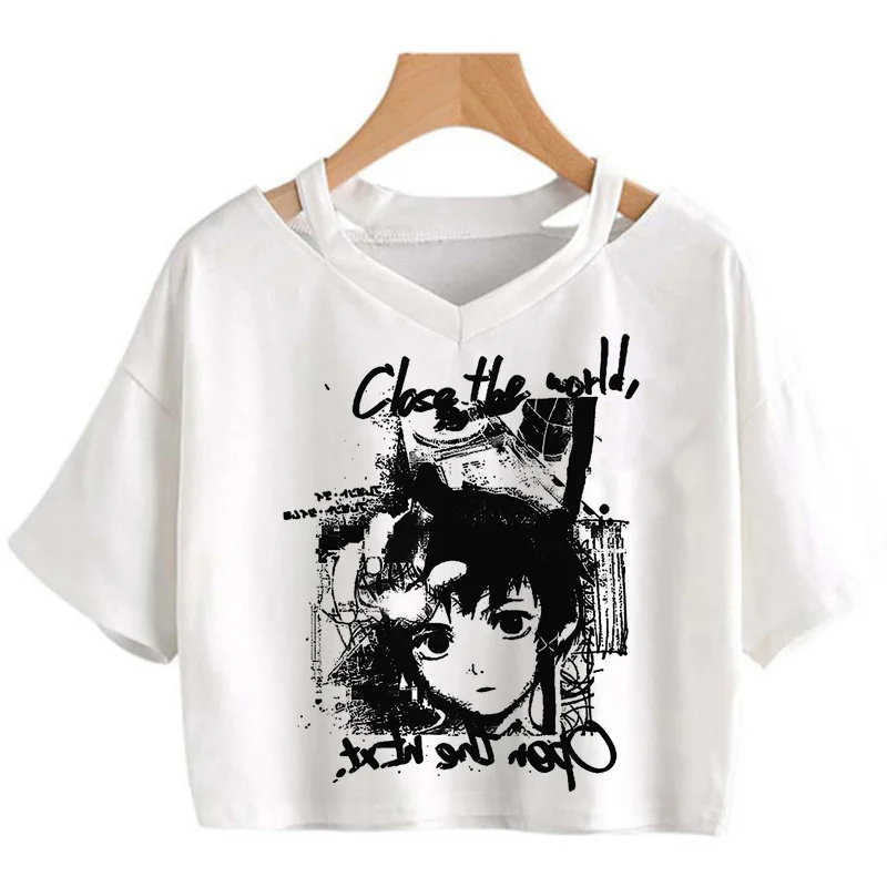

serial experiments lain crop top tshirt female graphic tees women couple casual kawaii couple clothes t-shirt t shirt harajuku