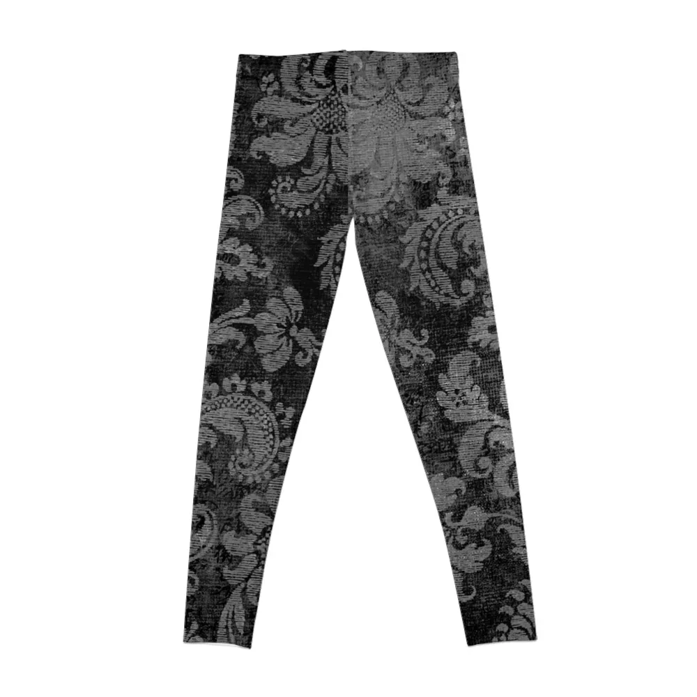 Black and Grey Damask Leggings sports woman gym joggers for legings for fitness Womens Leggings