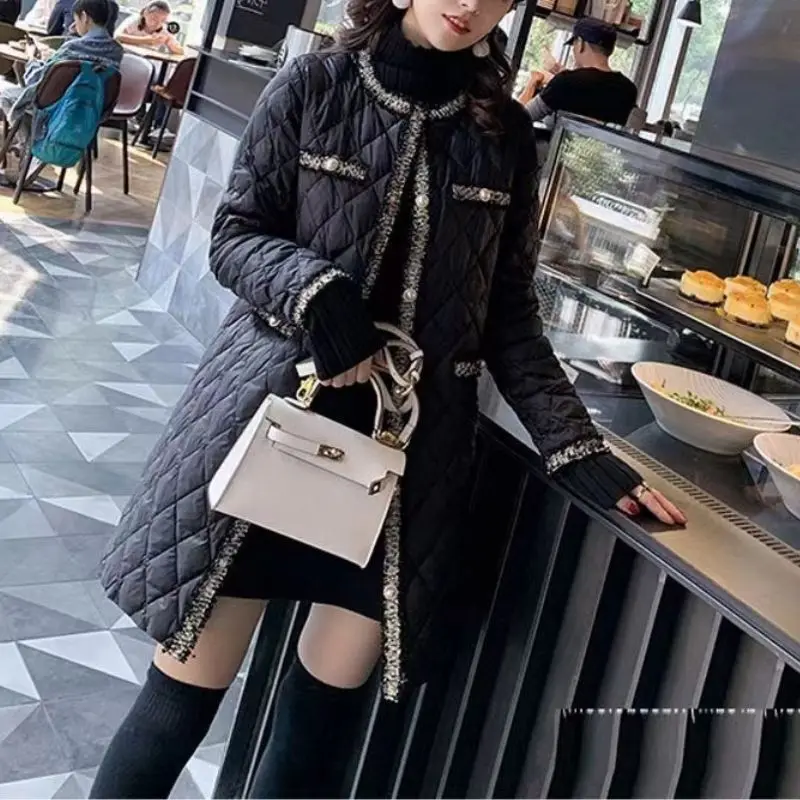Autumn Winter Women's Elegant Fashion Loose Parkas Top Ladies Casual All-match Cardigan Coat Female Buttons Long Jacket Outwear