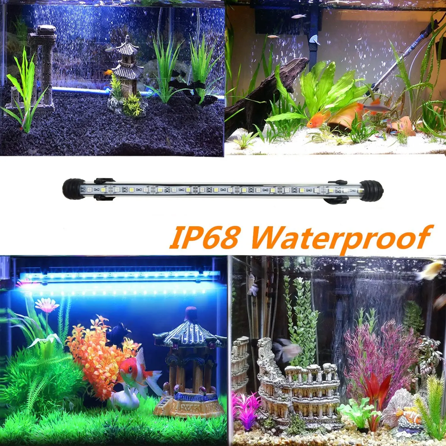 RGB Aquarium light 19-59cm Remote control 90-260v for plants Fish tank essential Amphibious use