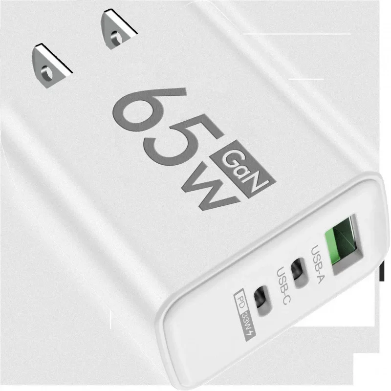 65W GaN USB Charger Type C Fast Charging Mobile Phone Charger Adapter For IPhone Xiaomi Samsung Huawei EU/US Plug Wall Charger