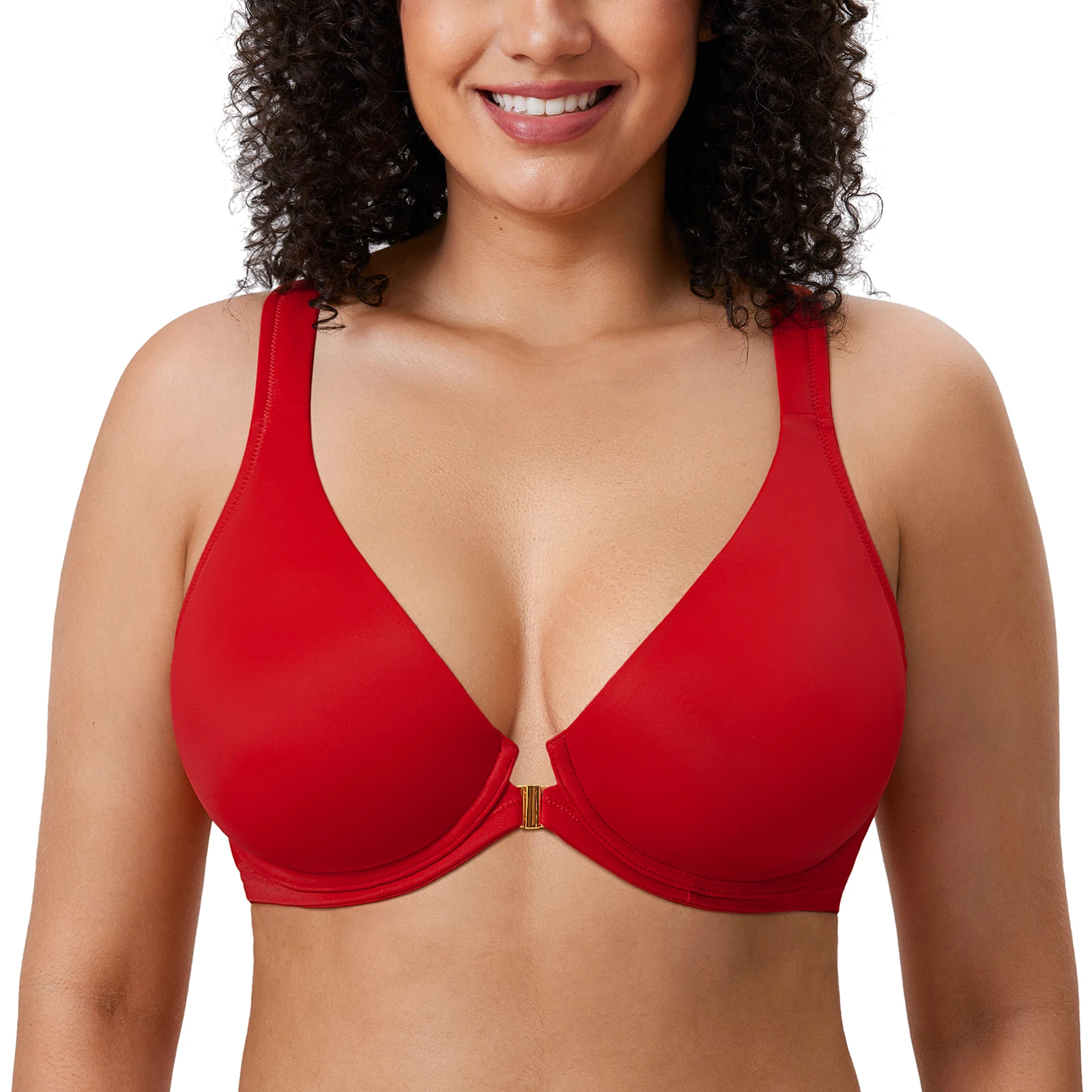 Women Racerback 34 Cup Front Closure Underwire Push Up Bra Set