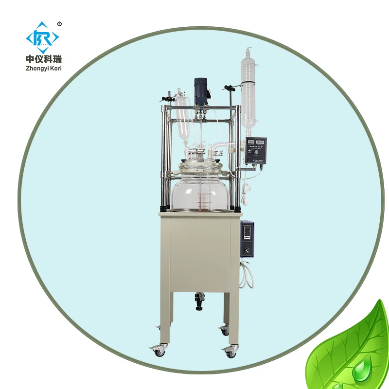 DF-1L heating mantle single layer glass reactor with laboratory Chemical reactor stirrer and Pyrex glass reactors price for sale
