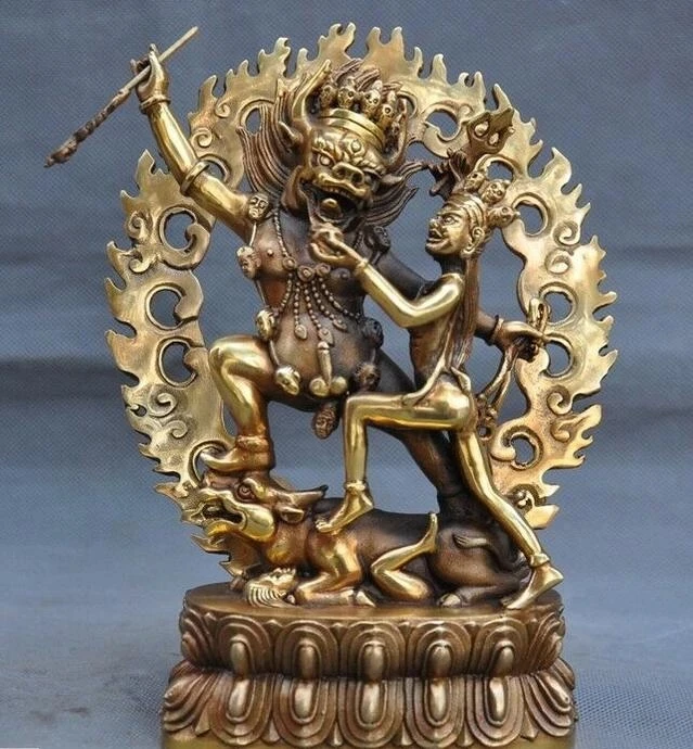 Tibet Buddismo Bronzo Hevajra Mandkesvara Happy Budda Yab-Yum Statua Di Buddha