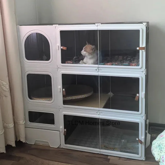 Modern Minimalist Cat Cage Cats Litter Box Integrated Cat House Light Luxury Large Free Space Household Indoor Cages for Cats - Image 5