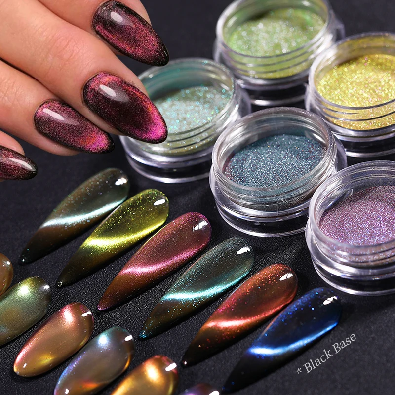 Nail Powder Gel Nail Polish Nail Glitter Nail Pigment Nail Decoration Nail Decorations Nail Powder Set 1Box Cat Magnet Nail Powder Glitter Nail Chameleon Effect Chrome Pigment Dust UV Gel Polish Art Manicure Tools