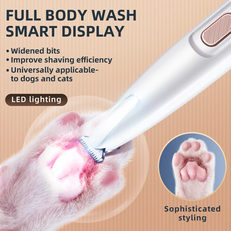 Pet Hair Trimmer Dog Hair Trimmer Hair Trimmer Pet Clipper Dog Clipper Pet Dog Electric Groomer Trimmer LED Light Waterproof Pet Foot Hair Trimmer Low Noise Cat Dog Face Foot Ear Hip Paw Shaver