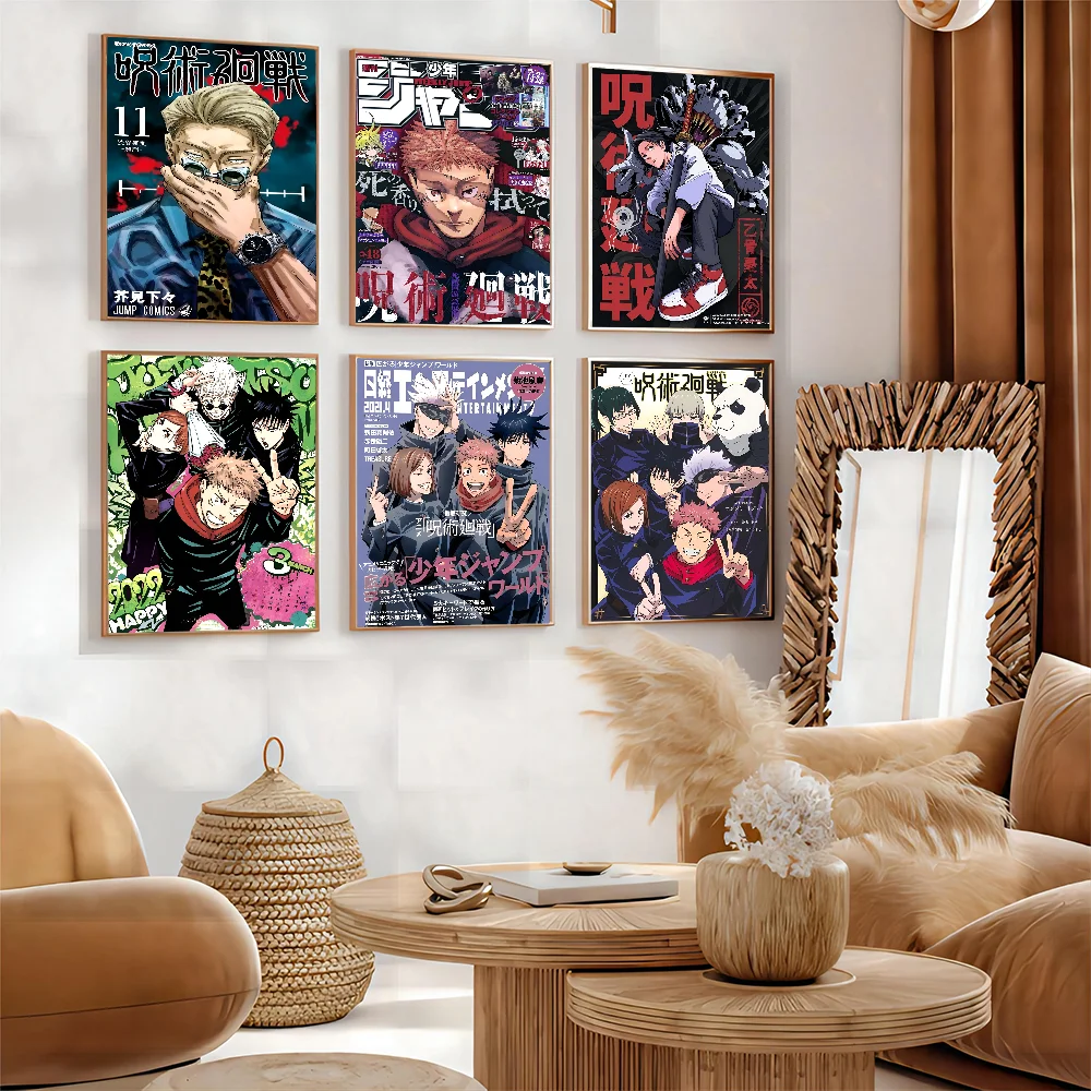 Anime Poster Vintage Posters Poster Prints Jujutsu Kaisen Anime Classic Vintage Posters Decoracion Painting Wall Art White Kraft Paper Kawaii Room Decor