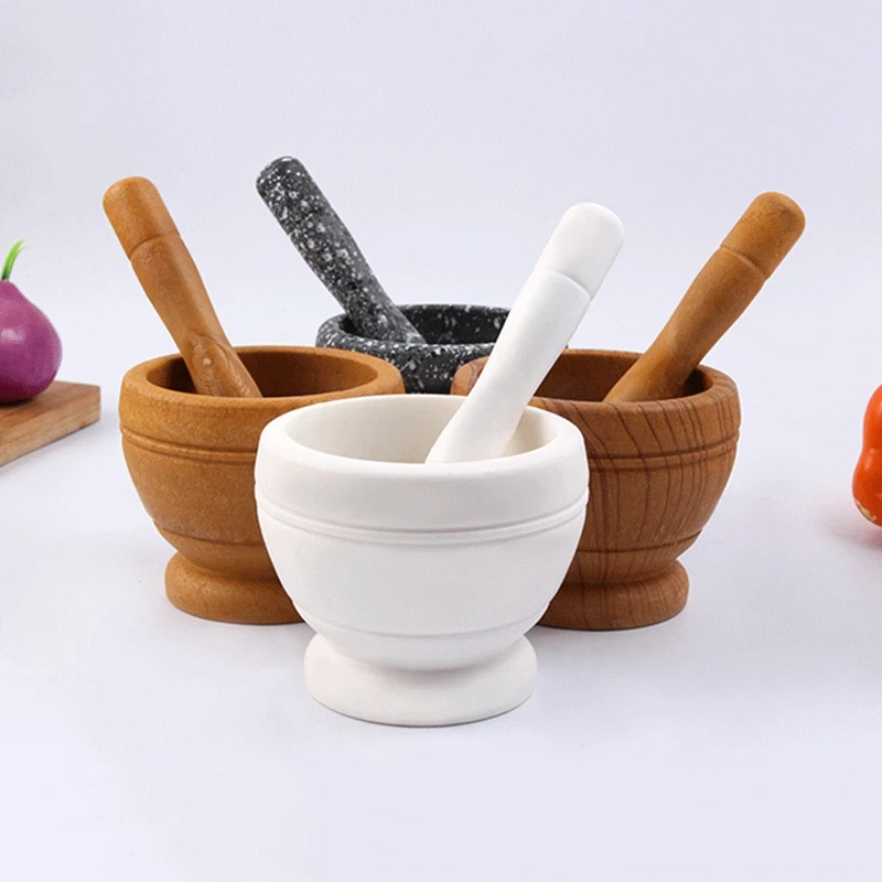 Mortar and Pestle Set Spice Grinder PP Grinding Bowl Set Garlic Crush Pot Kitchen Tool Herb Crusher Easy to Clean for Home Cook