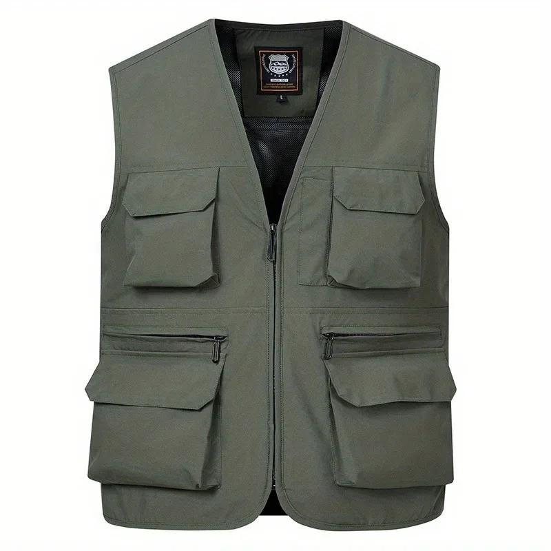 

Sleeveless Jacket Working Vest Windbreaker Motorcyclist Multi-pocket Hunting Works Vests for Men Waterproof Denim MAN Male Work