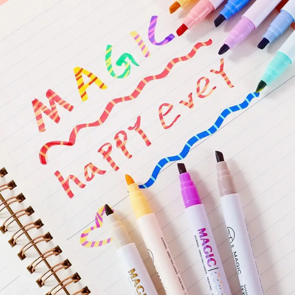 6/12Pcs Double-ended Highlighter Pen Set DIY Notes Painting Art Marker ...