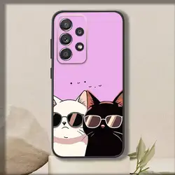 Stylish Black Soft Phone Case with Fashionable Cat Design - Samsung S21Ultra (Z1)