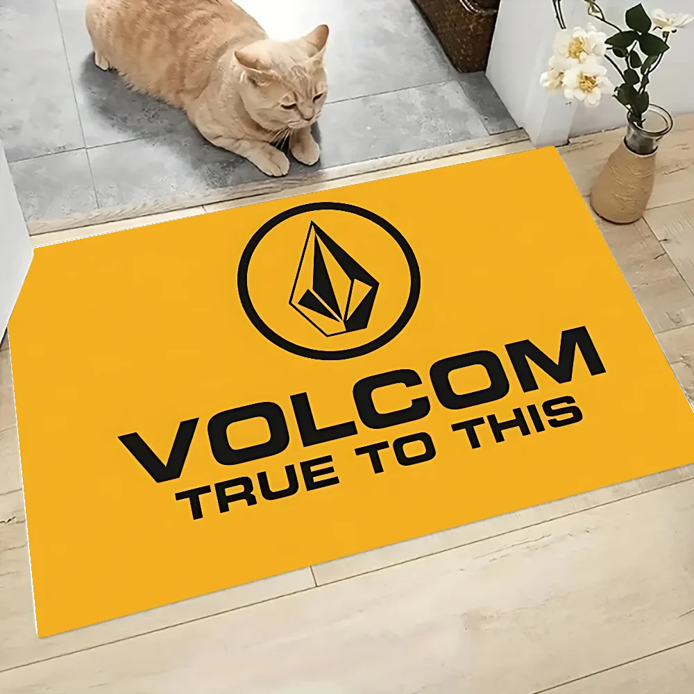 O-Custom Volcoms Floor Mat Graphic Printed Flannel Doormats for Bathroom Kitchen Entrance Carpet Home Decor 4