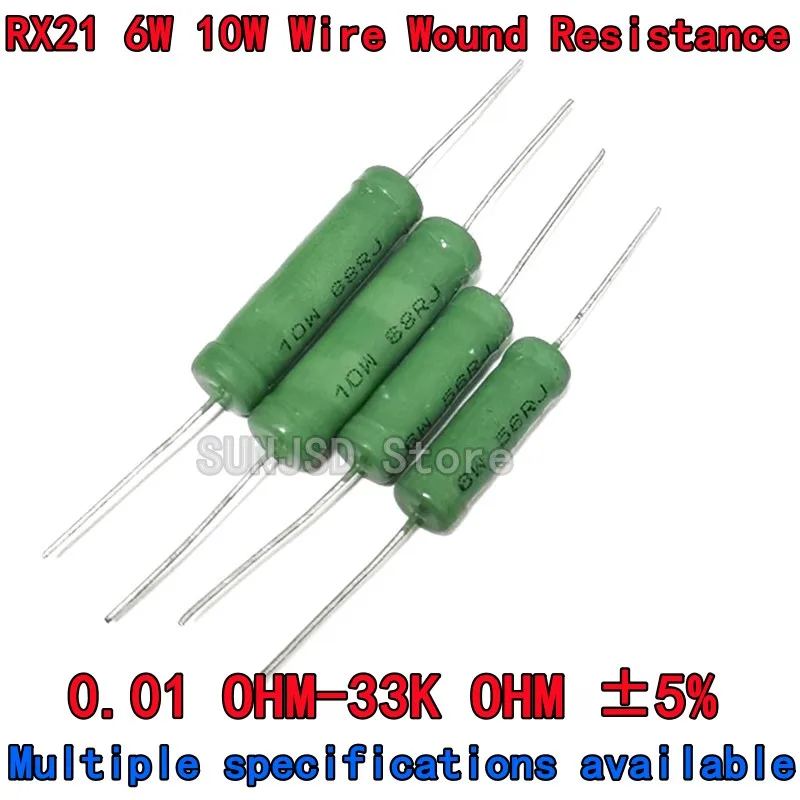 

10PCS RX21 5W 6W 10W Wire Wound Resistance 3.3KJ 4.3K 4.7K 5.1K 5.6K 7.5K 8.2K 10K 12K 15K 18K 20K 22K 27K 30K 33 Ohm Resistance
