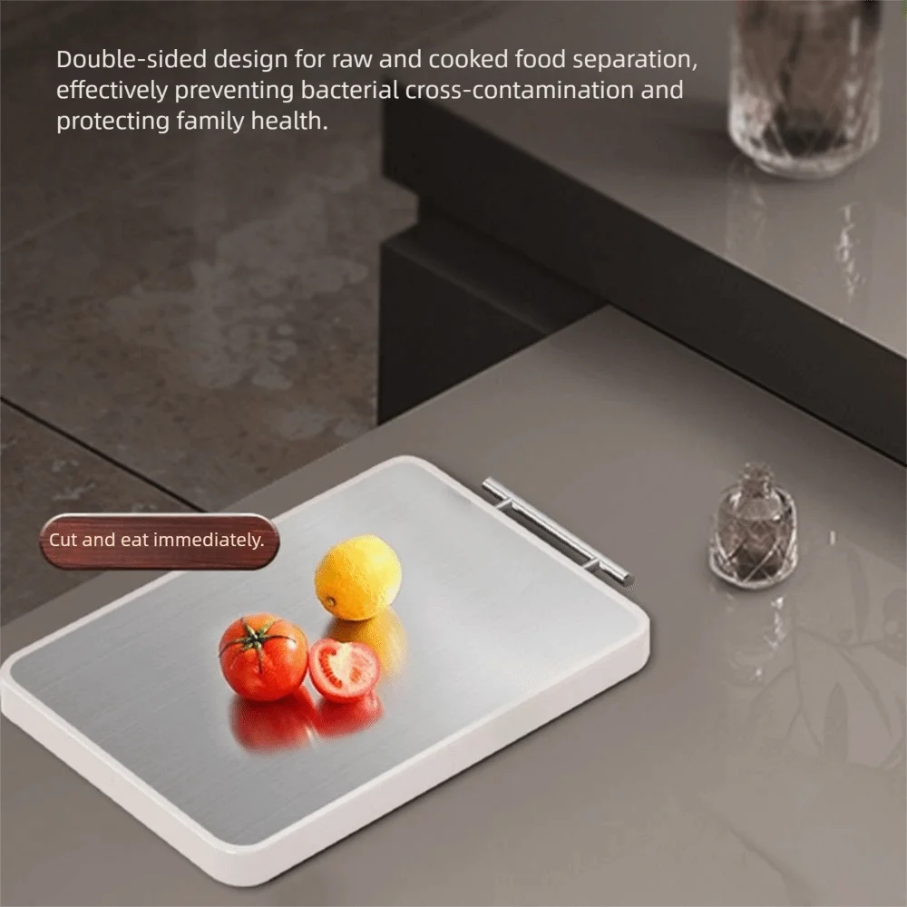 Description Picture 6 of itemAnti-Bacterial Double-Sided Chopping Board Anti-Mold Anti-Slip Stainless Steel Cutting Board with Scale Grinding