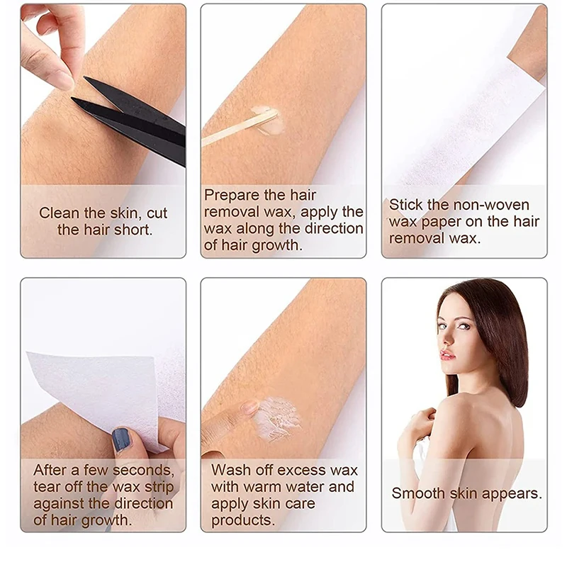20Pcs/50Pcs Hair Removal Wax Paper Nonwoven Cloth Body Leg Arm Wax Band Hair Removal Epilator Depilation Strip Waxing Tape Roll 6
