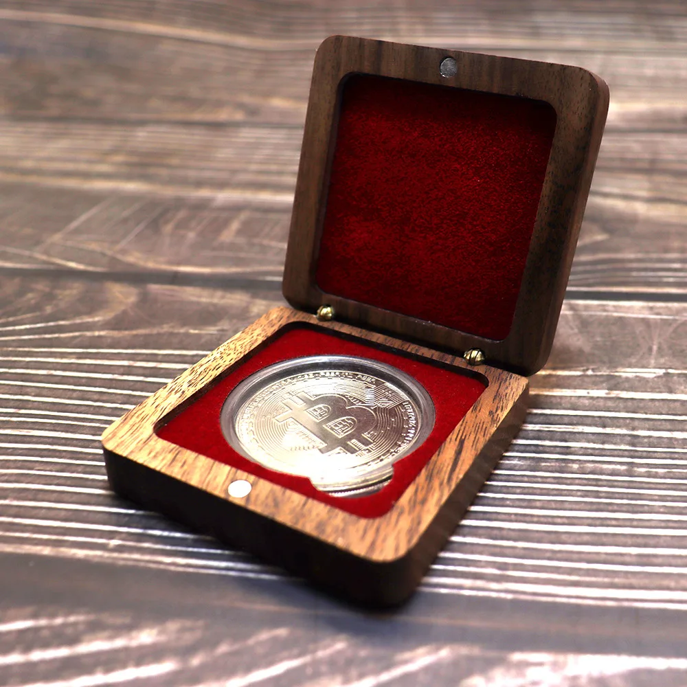 Commemorative Coin Box Medal Medal Gift Packaging Wooden Box Clamshell Storage Gift Medal Coins Antique Wooden Box 3